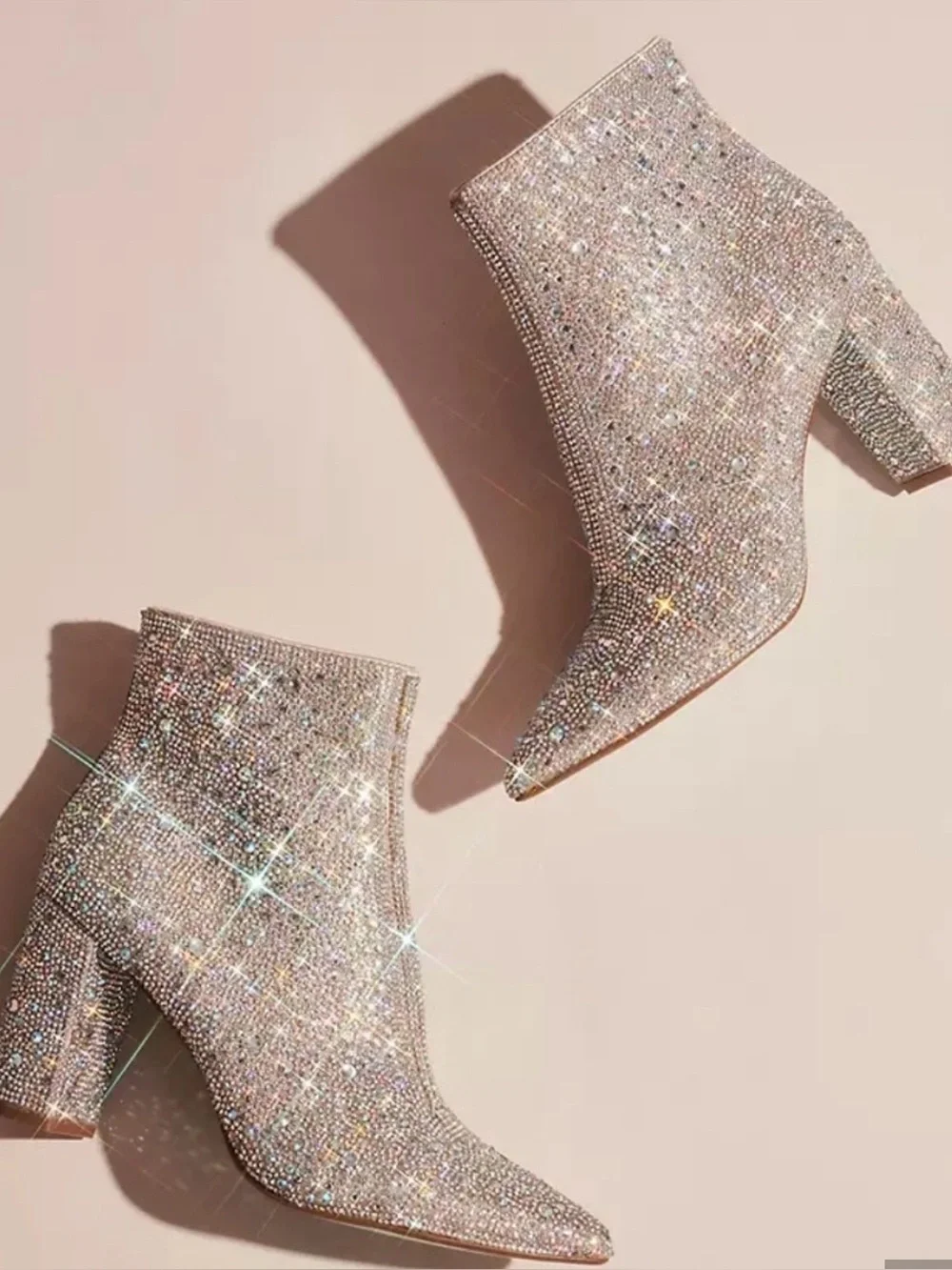 Blue By Betsey Johnson Rhinestone Encrusted Heeled Ankle Booties Size 7.5